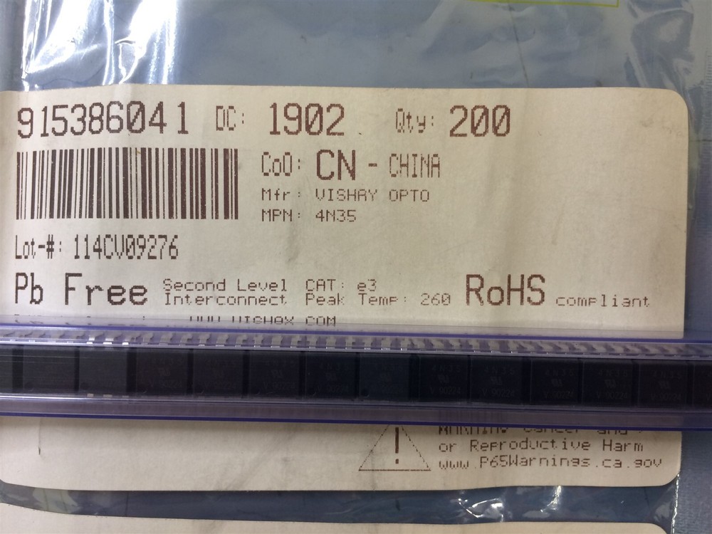 4N35 VISHAY OPTOISO 3.55KV TRANS W/BASE 6PIN PDIP ROHS 16 PIECES