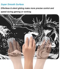 Black and White Large Mouse Pad, Japanese 31.5L x 11.8W inches, Wave Dragon