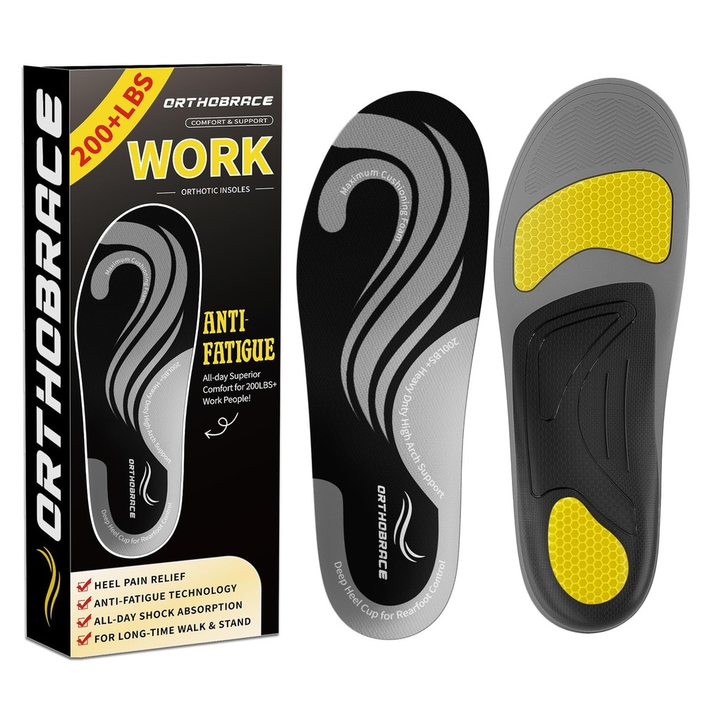 Work Insoles for Standing All Day, 200+lbs Heavy Duty High Arch Support Inser…