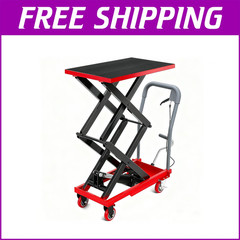 Hydraulic Double Scissor Lift Table Cart 330lbs Capacity 11-50″ Lifting Height