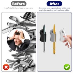 KFHENSOMR 6 Pcs Pen Holder for Wall, Adhesive Sticky Black, Gray, White