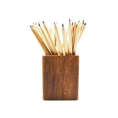 Walnut Wooden Pencil Holder Cup for Desk Natural Wood Pen Holder Stand for Offic