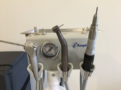 Aseptico ADU-04ST DentalControlUnit PneumaticAirFootPedalGauge StandHoses Case