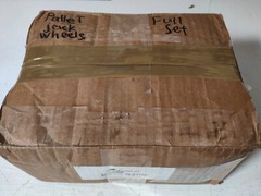 Pallet Jack/Truck Poly Wheels Full Set with Axles, Bearings, Entry Rollers, Caps