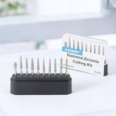 10Pc AZDENT Dental Diamond Zirconia Cutting Burs Kit Friction Grip Burs FG 1.6mm