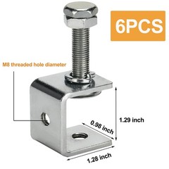 6 Pack Stainless Steel C Clamp – 1-3/16 Inch Small C 1 3/16 In-6pcs, Silver