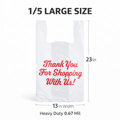 Bags 1/5 Large 23 x 13 x 8″ Thank You” T-Shirt Plastic Grocery Shopping Bags