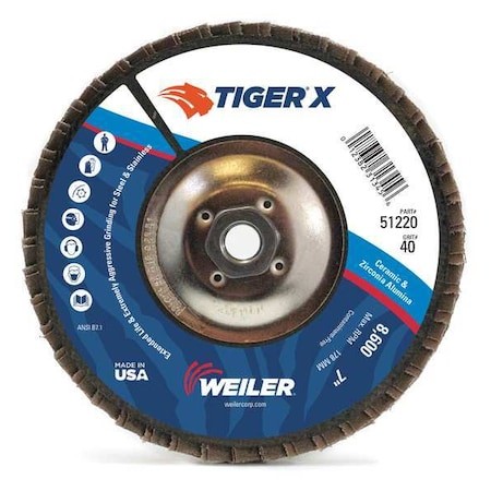 Weiler 98925 Flap Disc, 4-1/2 In.X80grit, 7/8, 13000 Rpm