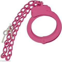 Large PINK Steel LEG Handcuffs Police Double Locking Cuffs Cuff 2 Keys