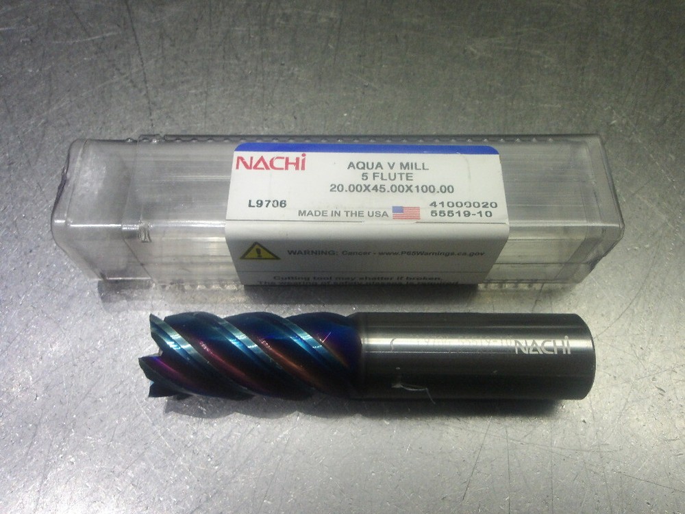 Nachi 20mm 5 Flute Carbide SQ Endmill 20mm Shank 20.00×45.00×100.00 (LOC1015B)