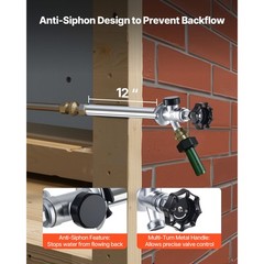 12 in Frost-Free Sillcock 1/2″ PTC x 3/4″ MHT Hose Bibb Anti-Siphon Valve