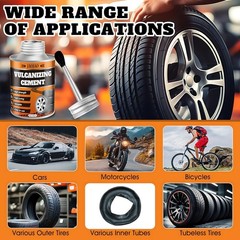 Vulcanizing Cement for Tire Patches, Tire Repair Glue with Built-in Brush Fast D