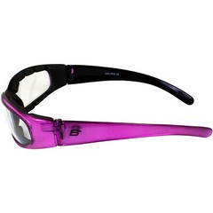 Birdz Eyewear Chill Foam Padded Motorcycle Sunglasses Pink Frame + Clear Lens