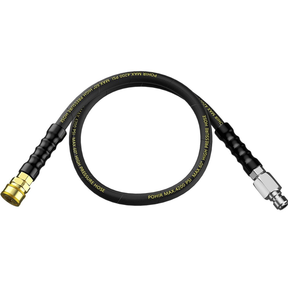 POHIR Pressure Washer Hose – 5 FT Whip with 3/8” Quick 5FT, Black