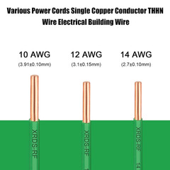 14 AWG THHN Wire 50FT – Single Bare Copper Conductor, Green Electrical Building