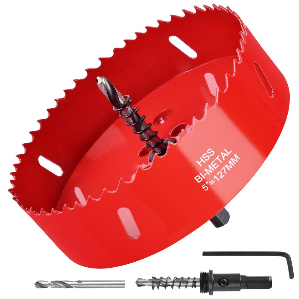 5 Inch / 127mm Hole Saw for Wood, Plastic Board, Ceiling,Drywall, and Red
