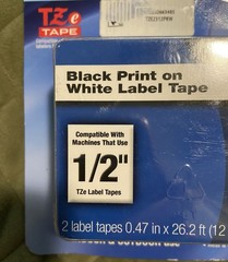 Brother Genuine P-Touch TZe-231 2 Pack Tape (TZE2312PK) Black On White New