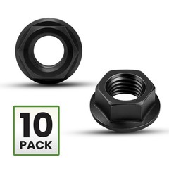 Metal Spacers Online M8 x 1.25 Thread Flange Nuts – 10 Pack Black Zinc Steel,…