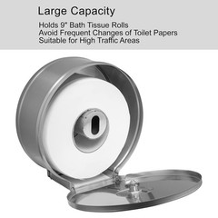 VANNSOO Commercial Jumbo Toilet Paper Dispenser Wall Mount 9 Inch Roll Brushed