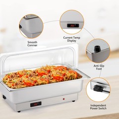 Electric 9QT Roll Top Chafing Dish Buffet Set Stainless Steel Chafer Food Warmer
