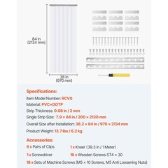 VEVOR Strip Curtain PVC Door Curtain 38″ x 84″ Cooler Freezer Clear Plastic