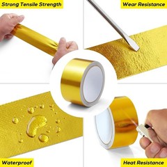 Aluminum Foil Tape, 2in x 33FT Fiberglass Heat Shield Tape, Golden Self-Adhes…