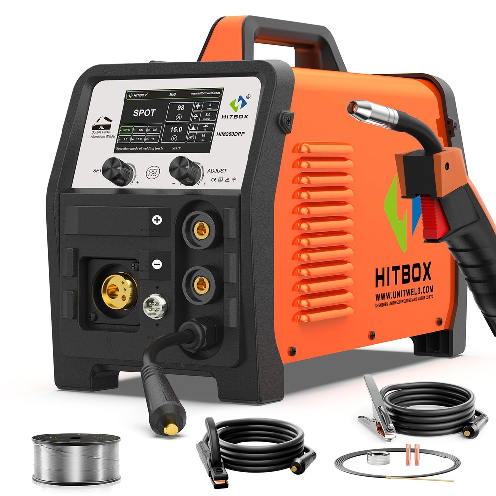 HITBOX 200A Pro MIG Welder Double Pulse Aluminum MIG TIG MMA Welding Machine USA