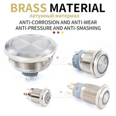 16mm 12V LED ON OFF Waterproof Stainless Steel Latching Push Button Power Switch