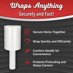 2 Pack Industrial Strength Mini Hand Stretch Wrap 5″ 1000 Ft Roll 80 Gauge Th…