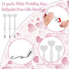 Zuazaor 24 Pack Wedding Party Pens White Heart Black Gek Ink for Adults Offic…
