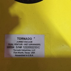 Tornado Jumbo Vacuum Wet/Dry 21-30 Gal HEPA Blower, Storage, Tools 98694