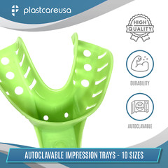 Dental Perforated Plastic Impression Trays Autoclave (CHOOSE SIZE) (1 Bag of 12)