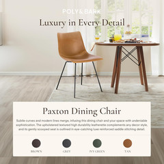 POLY & BARK Paxton Leather Dining Chairs – Set of 2 Modern Dining Room Chairs wi