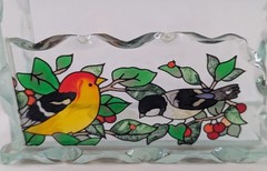 Eagle Bird Wildlife Art Glass Desktop Business Card Holder Joan Baker Retired