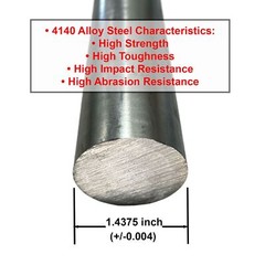 1.437 (1-7/16 inch) x 36 inches, 4140 Alloy Steel Round Rod, Cold Finished