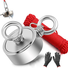 2000 LBS Strong Fishing Magnet Kit Double-Sided Pull Force and Rope Carabiner US