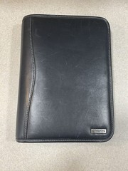 Franklin Covey Classic Zip Binder/ Planner -7 Ring Black Top Grain Leather