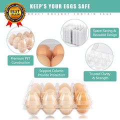 100 Packs Egg Cartons Cheap Bulk，Plastic for 12 Eggs, Clear Egg Cartons