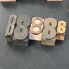 Large Lot of 42 Vintage Wood Letterpress Type Printers Blocks Mixed Numbers $ #3