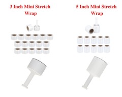 Mini Stretch Wrap Down Gauge Shrink Film + 1 Plastic Handle/Case – Size & Rolls