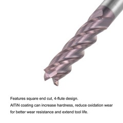 6mm Dia 6mm Shank 100mm HRC55 Carbide AlTiN Coated 4 Flute Square End Mill