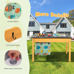 31.5 In. Width Beige 3-In-1 Kids Activity Table with Foldable Water Bin Large Ca