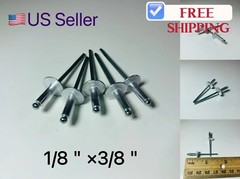 100pc LARGE FLANGE ALUMINUM POP RIVETS 1/8″ x 3/8″  BIG HEAD STEEL