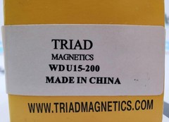 Triad Magnetics WDU15-200 Power Supply Cord 120VAC 15VDC 5W