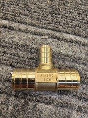 (QTY 8) RIFENG F1807PW-G 0.6″ x 0.6″ x 0.4″ PEX REDUCING TEE BRASS CRIMP FITTING