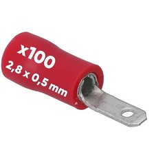 100 pieces Kalitec 0.5-1.5mm² flat plug 2.8mm x 0.5mm connector red