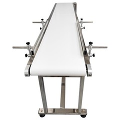 110V 82.7″*7.8″ Food Grade White PU Belt Conveyor Stainless Steel Body 120W