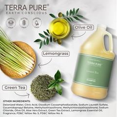 Terra Pure Hotel Shampoo | Four Gallons | 128 Fl Oz (Pack of 4), Green Tea