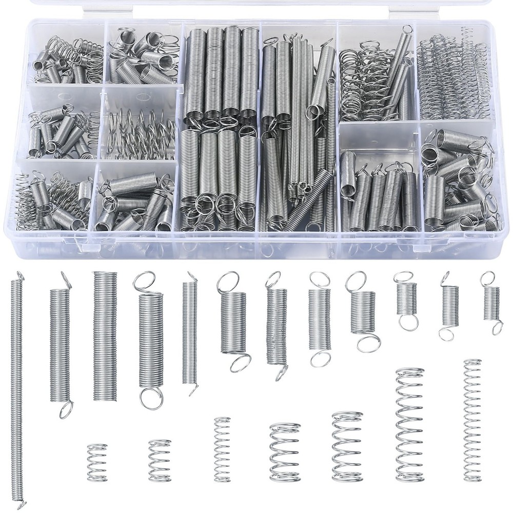 210 Pcs Spring Assortment Kit, Compression and Extension Springs, Zinc Plated…