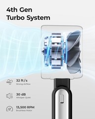 Portable Handheld Turbo Fan – 5 Gear High Speed 4000mAh Rechargeable Mini